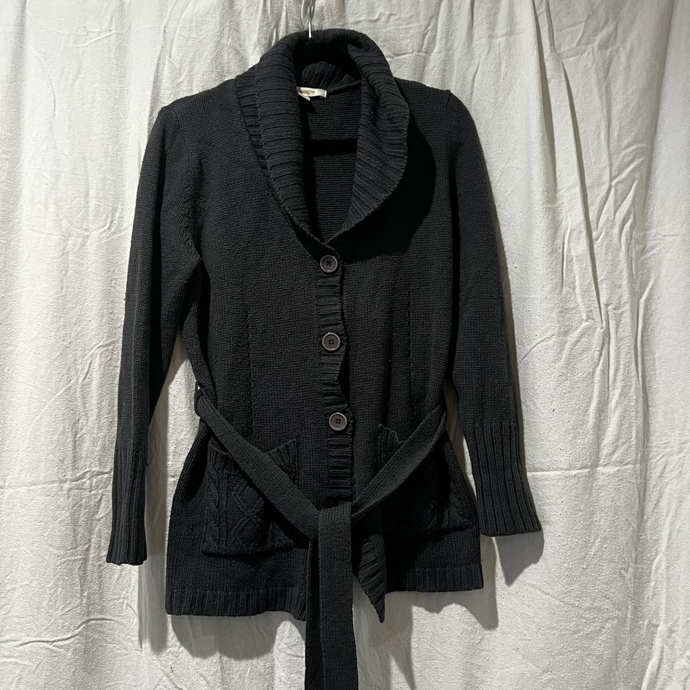 By Design Womens Long Heavyweight Open Front Cardigan Large Gray
